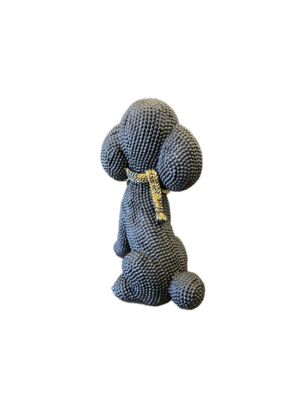 New Black Gold Textured Poodle Dog Mid Century Modern Figurine Statue Decor - Picture 4 of 4